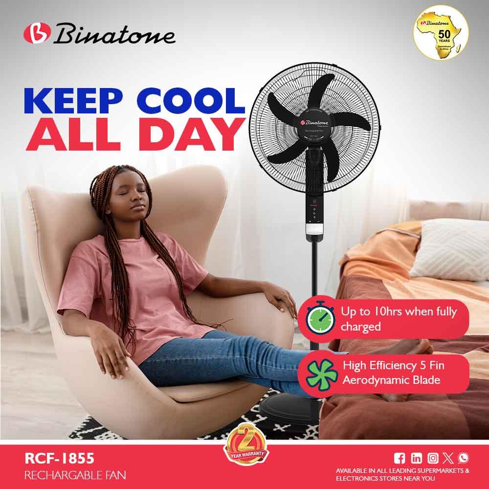 Enjoy Uninterrupted Cooling with the Binatone Rechargeable Fan!